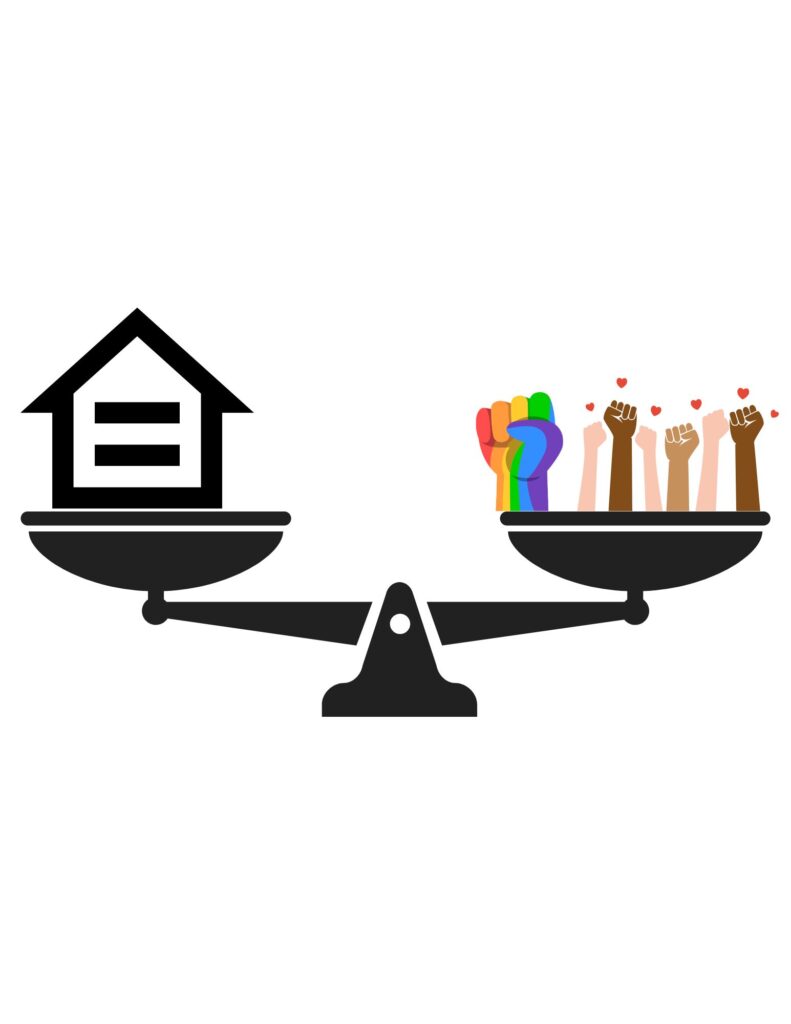 Equality and diversity balance scale illustration