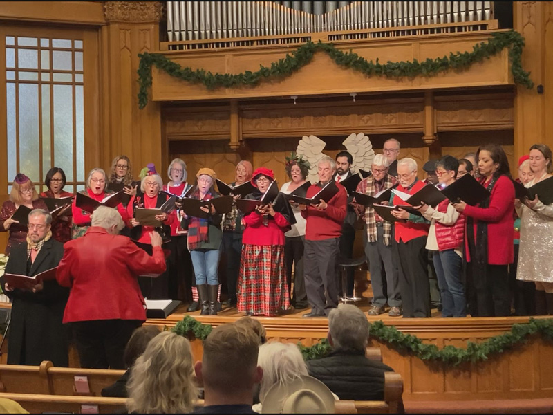 Choir singing at church holiday performance.